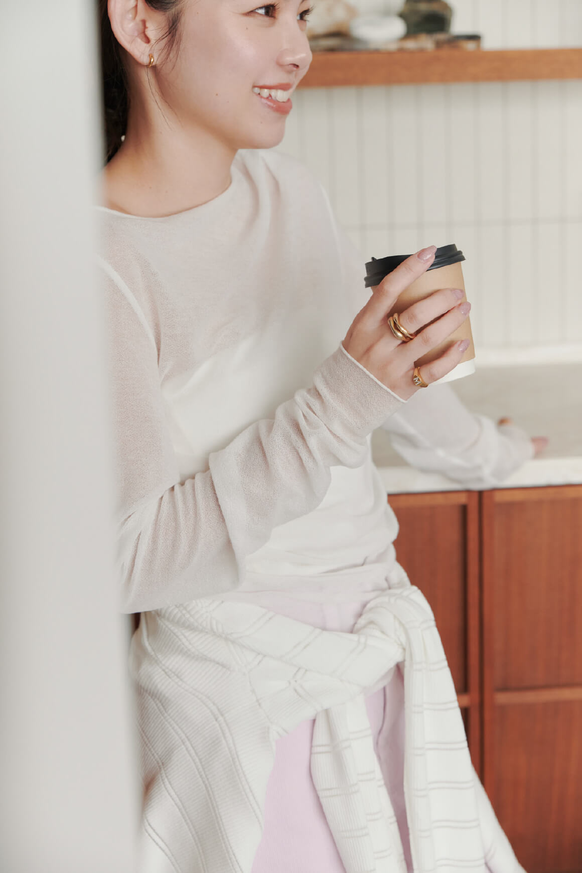5Days style sheer gather tops by macoto